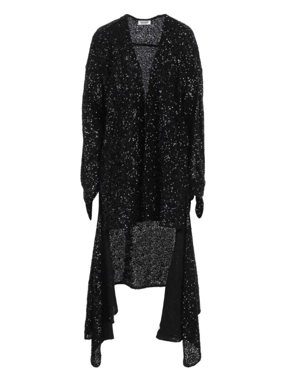 The Attico Black Sequin Button Front Asymmetric Cocktail Dress Size L NWT